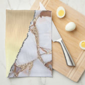 Goud Wit Marmer Glanzende Steen Glitter Theedoek (Quarter Fold)