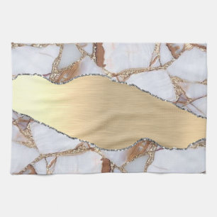 Goud Wit Marmer Glanzende Steen Glitter Theedoek