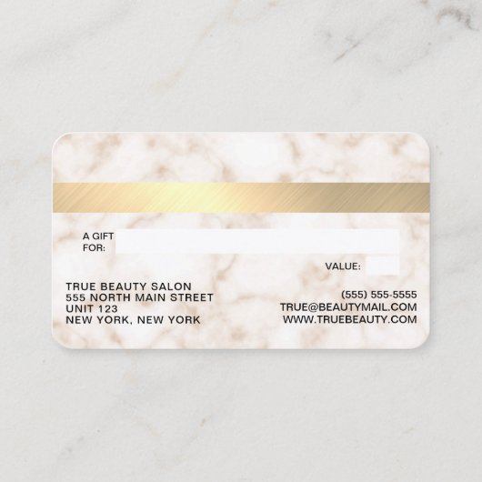 Goud Wit Marmer Glitter Lashes Credit Visitekaartje (Achterkant)