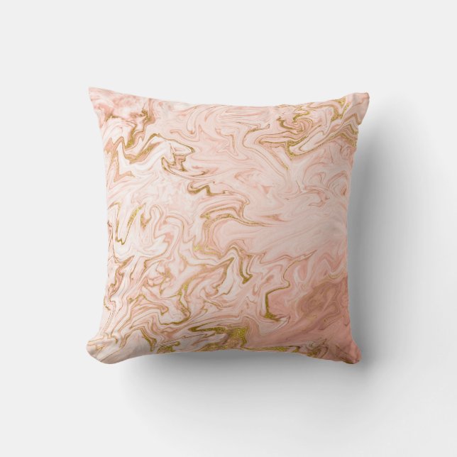 Goud wit marmer koraal roze roze roze kussen (Voorkant)