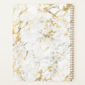 Goud & wit marmer met zwart monogram planner (Achterkant)