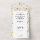 Goud wit marmeren bruiloft all in one uitnodiging (Binnen)