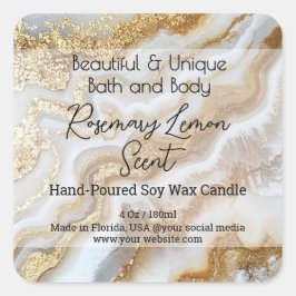 Goud Wit Marmeren Fles Kaars Jar Product Label