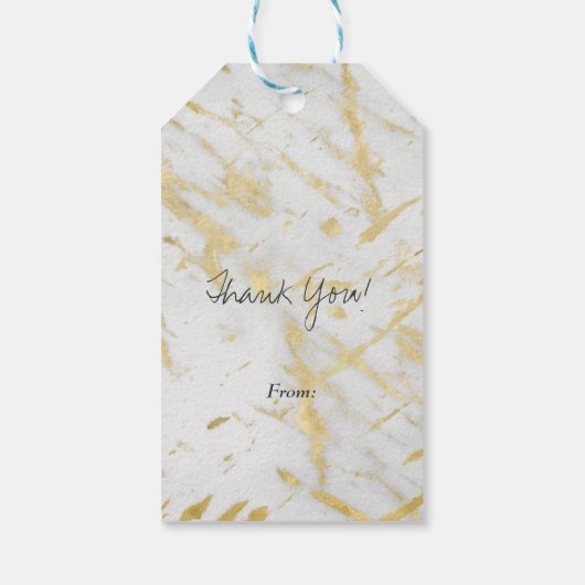 Goud & Wit Marmeren Glam Elegant Modern Custom Cadeaulabel (Achterkant)