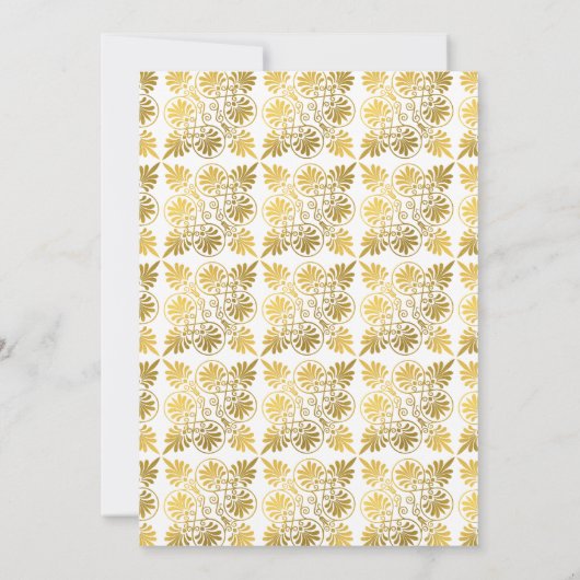 Goud Wit Meander Grieks Orthodox Doopsel Kaart (Achterkant)