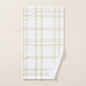 Goud & Wit Minimaal Modern Ruitpatroon Bad Handdoek (Handdoek)
