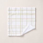 Goud & Wit Minimaal Modern Ruitpatroon Bad Handdoek (Wasdoekje)