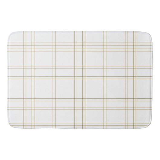 Goud & Wit Minimaal Modern Ruitpatroon Badmat (Voorkant)
