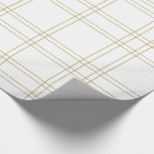 Goud & Wit Minimal Modern Geruit Schoon Patroon Cadeaupapier (Hoek)