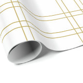 Goud & Wit Minimal Modern Geruit Schoon Patroon Cadeaupapier (Rol Hoek)