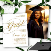 Goud & Wit Minimal Scripted Afstudeerder Ceremony  Kaart