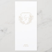 Goud Wit Minimale Kersenbloesem Monogram Kam Menu (Voorkant)
