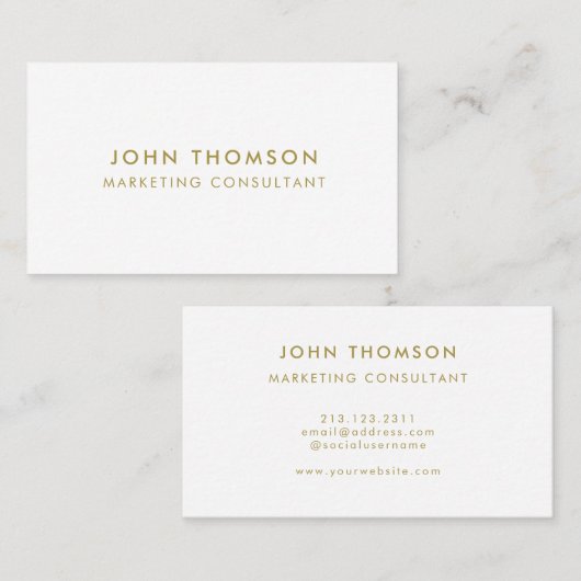 Goud Wit Minimalistisch Modern Professioneel Visitekaartje (Voorkant / Achterkant)