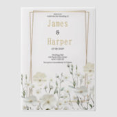 Goud wit mint delicate bloemige Huwelijk Vellum Uitnodigingen (Voorkant)