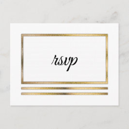 Goud | Wit Modern Eenvoudig Elegant RSVP-Tussenvoe Uitnodiging Briefkaart