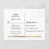 Goud | Wit Modern Eenvoudig Elegant RSVP-Tussenvoe Uitnodiging Briefkaart (Achterkant)