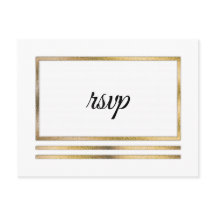 Goud | Wit Modern Eenvoudig Elegant RSVP-Tussenvoe