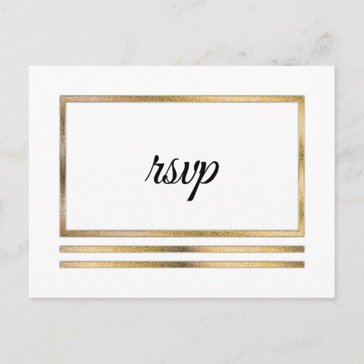 Goud | Wit Modern Eenvoudig Elegant RSVP-Tussenvoe Uitnodiging Briefkaart (Voorkant)