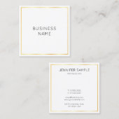 Goud Wit Modern Elegant Eenvoudig Bedrijf Vierkante Visitekaartje (Voorkant / Achterkant)
