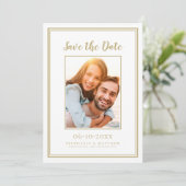 Goud Wit Modern Elegant Foto Save The Date (Staand voorkant)