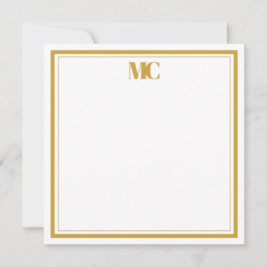 Goud Wit Modern Minimalistisch Monogram Twee Grenz Kaart (Voorkant)