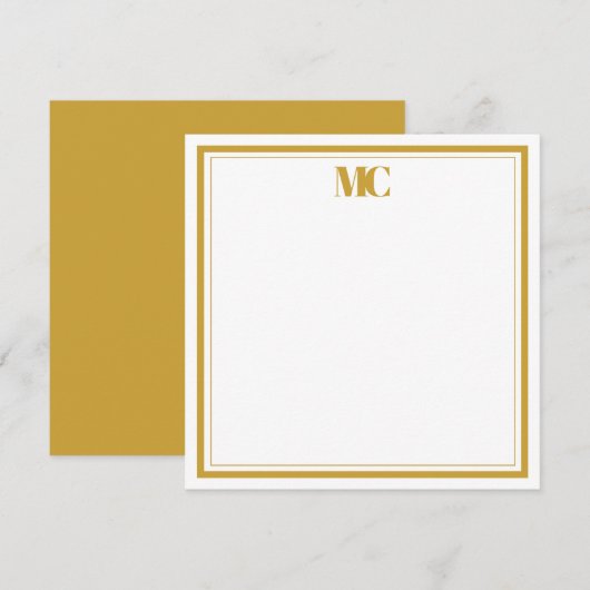 Goud Wit Modern Minimalistisch Monogram Twee Rande Kaart (Voorkant / Achterkant)