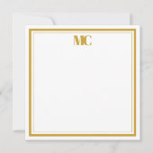Goud Wit Modern Minimalistisch Monogram Twee Rande Kaart (Voorkant)