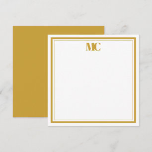 Goud Wit Modern Minimalistisch Monogram Twee Rande Kaart
