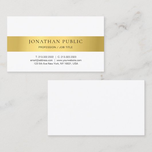 Goud Wit Modern Minimalistisch Ontwerp Elegant Visitekaartje (Voorkant / Achterkant)