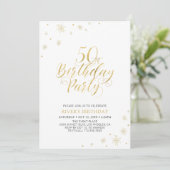 Goud & Wit | Moderne Chic 50e Verjaardagsfeestje Kaart (Staand voorkant)