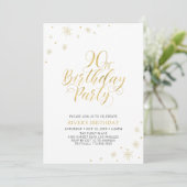 Goud & Wit | Moderne Chic 90ste Verjaardagsfeestje Kaart (Staand voorkant)