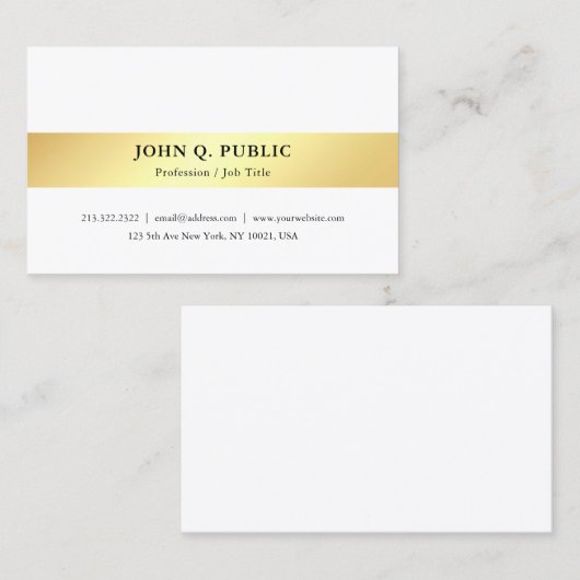 Goud Wit Moderne Minimalistische Elegante Sjabloon Visitekaartje (Voorkant / Achterkant)