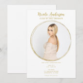 Goud & Wit Moderne Ronde Fotoafstudeerfeest Kaart (Voorkant / Achterkant)