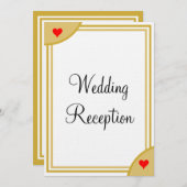 Goud Wit Monogram Bruiloft Receptie Harten Kaart (Voorkant / Achterkant)