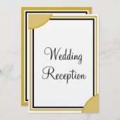 Goud Wit Monogram Bruiloft Receptie Kaart (Voorkant / Achterkant)