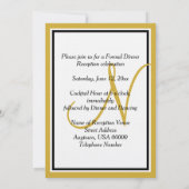 Goud Wit Monogram Bruiloft Receptie Kaart (Achterkant)