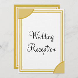 Goud Wit Monogram Bruiloft Receptie Kaart