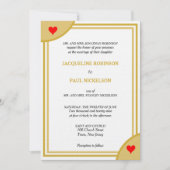 Goud Wit Monogram Geometrische Bruiloft Rode Harte Kaart (Voorkant)