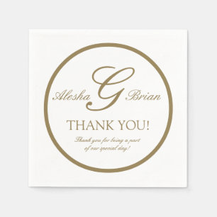 Goud Wit Monogram Huwelijk   Papieren Servetten