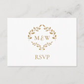 Goud Wit Monogram RSVP bruiloft website QR code Informatiekaartje (Voorkant)