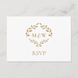 Goud Wit Monogram RSVP bruiloft website QR code Informatiekaartje