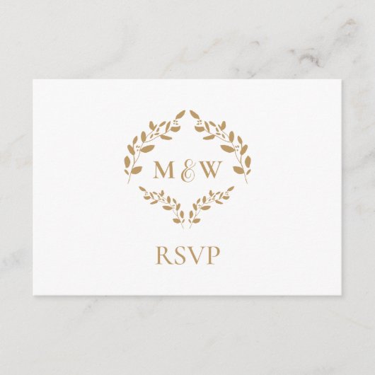 Goud Wit Monogram RSVP bruiloft website QR code Informatiekaartje (Voorkant)