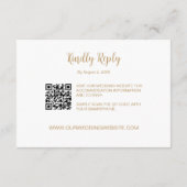 Goud Wit Monogram RSVP bruiloft website QR code Informatiekaartje (Achterkant)