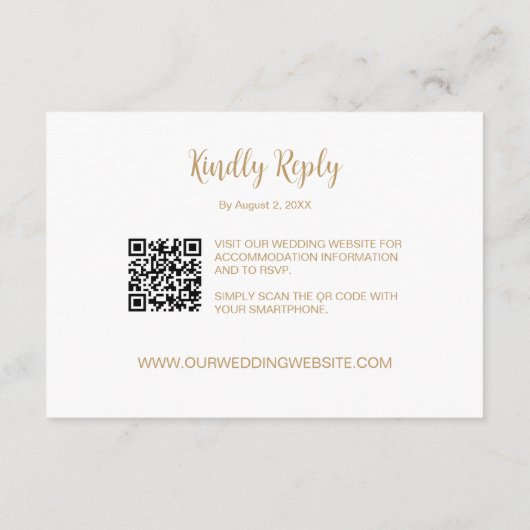 Goud Wit Monogram RSVP bruiloft website QR code Informatiekaartje (Achterkant)