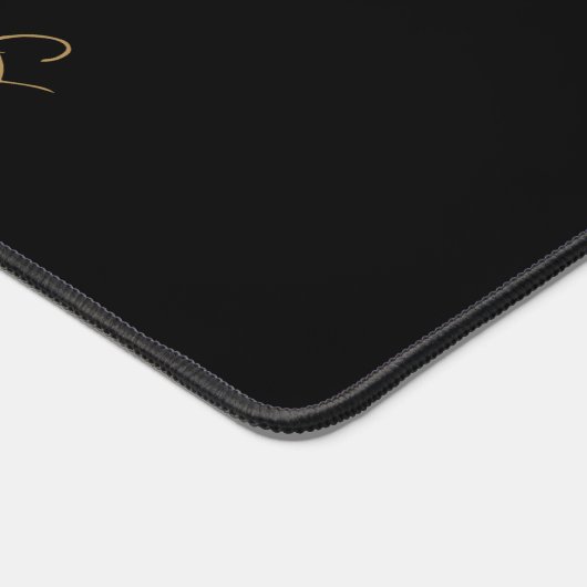 Goud Wit Monogram Script op zwart Bureaumat (Hoek)