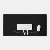 Goud Wit Monogram Script op zwart Bureaumat (Keyboard & Muis)