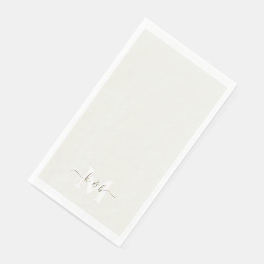 Goud & Wit Monogram Swash Script Cream Servet (Hoek)