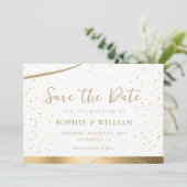 Goud & Wit Mooie Elegante Bruiloft Save The Date (Staand voorkant)