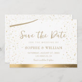 Goud & Wit Mooie Elegante Bruiloft Save The Date (Voorkant / Achterkant)
