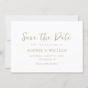 Goud & Wit Mooie Elegante Bruiloft Save The Date